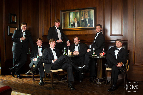 Classic Groomsmen portrait in the bar at the St. Regis Atlanta