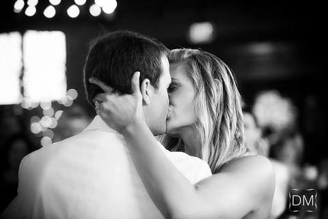 First dance kiss at the wedding recption at The Farm at Old Edwards Inn.