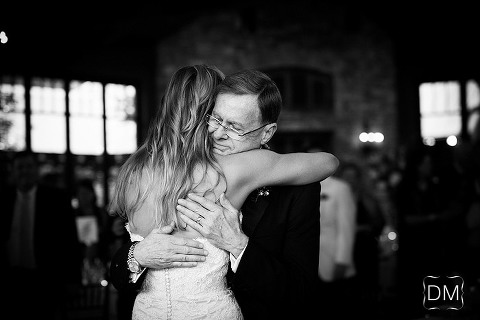 Old Edwards Inn Wedding father daughter dance with embracing father. 