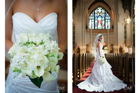Bridal bouquet detail shot and bridal portrait with floral by Britt Wood at the Biltmore Ballrooms photographed by The Decisive Moment