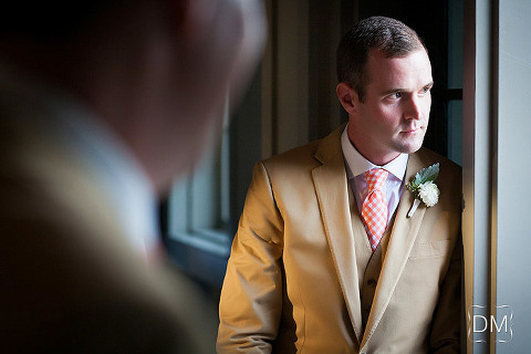 Groom looking onward before the cermony at Greystone Piedmont Park