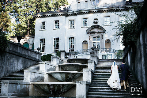 Bride and groom recess to the Swan House