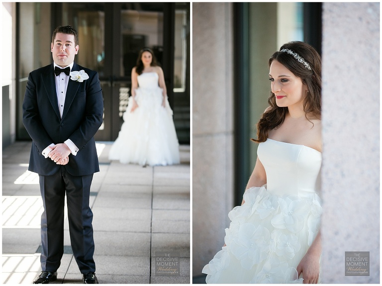 Bride and groom first look at the Four Seasons Hotel Atlanta