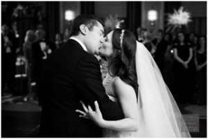 Kiss after first dance at the four seasons hotel atlanta
