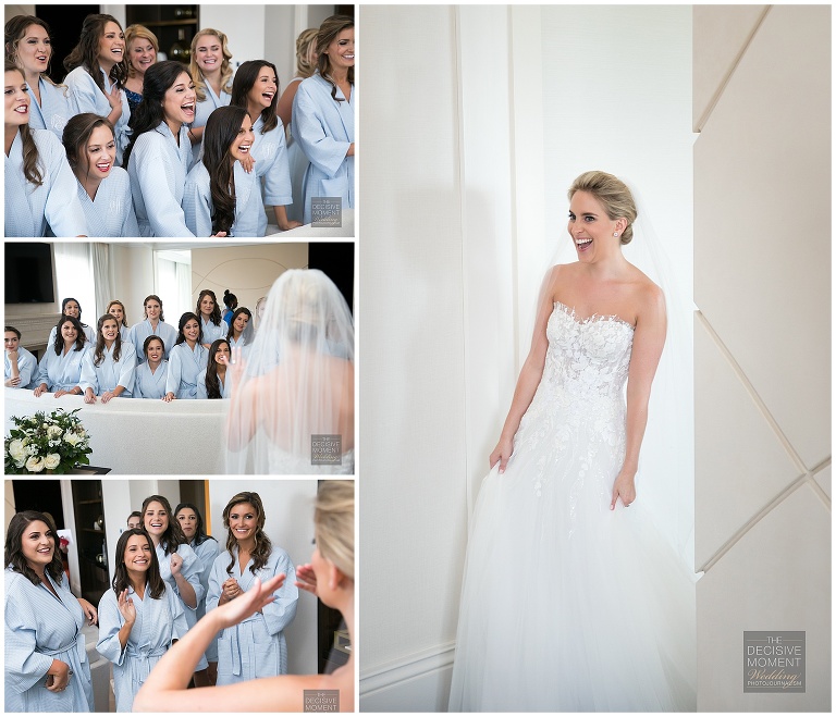 Bride and bridesmaids first look at St. Regis Atlanta