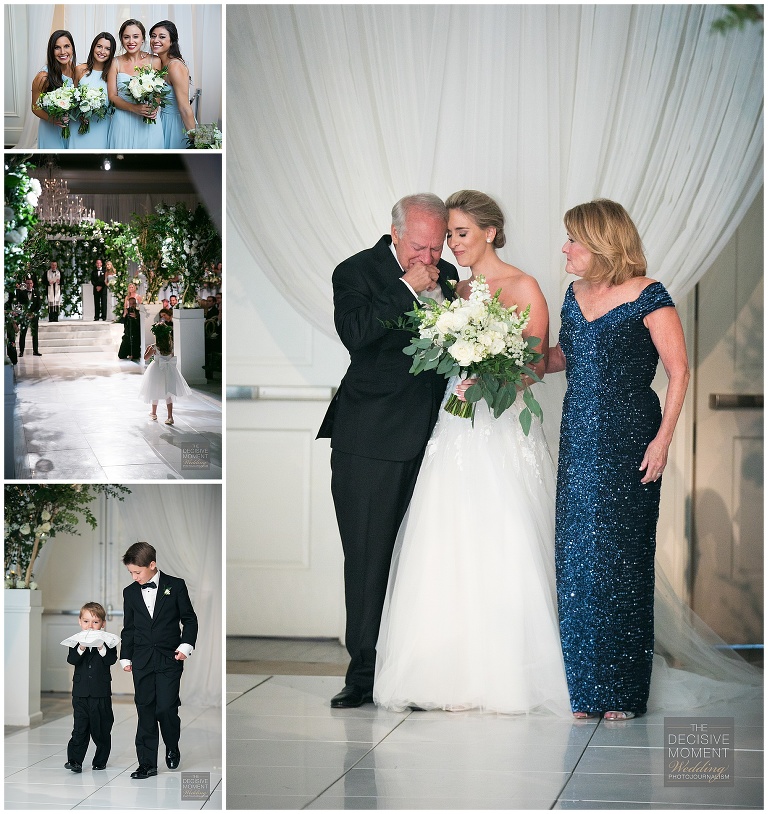 Bride comes down the aisle at wedding at St. Regis Atlanta
