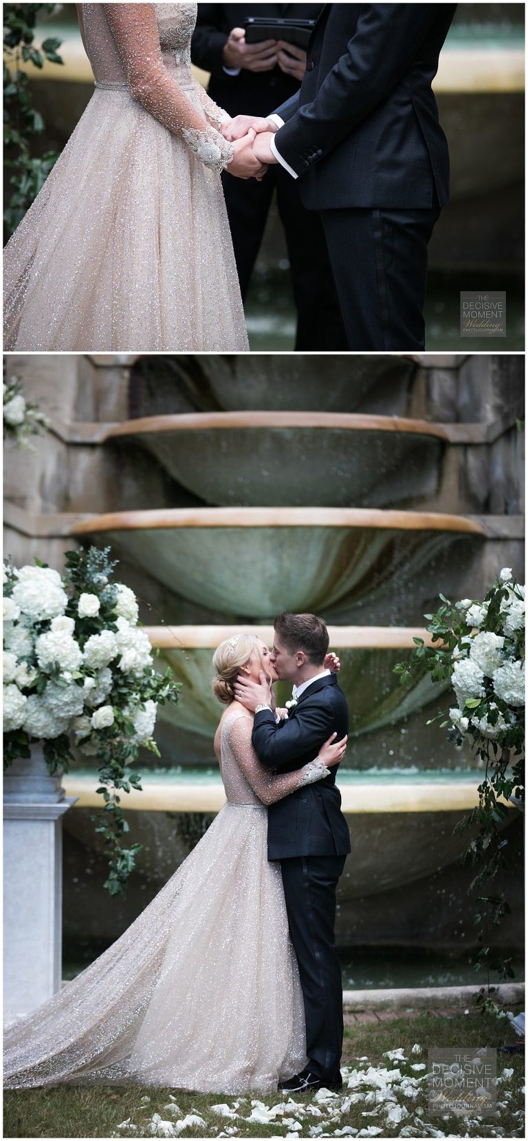 bride and groom say vows during wedding ceremony at swan house atlanta history center