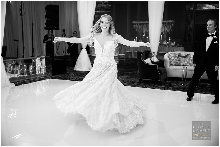 Bride dancing alone Grand Hyatt Buckhead Atlanta Luxury Jewish Wedding by The Decisive Moment